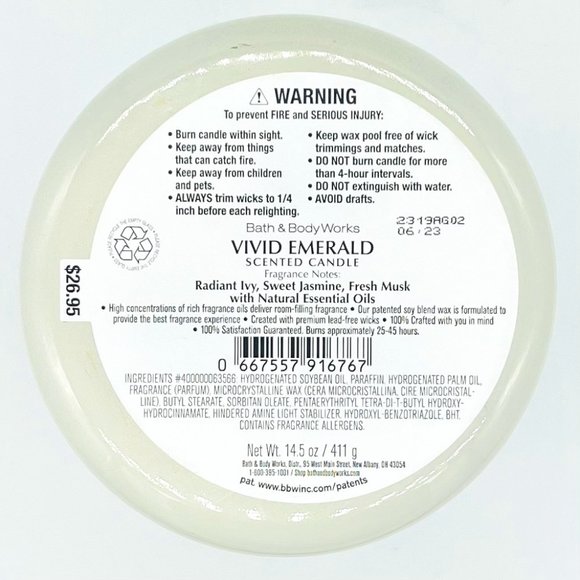 BBW Vivid Emerald 3-Wick Candle - Picture 3 of 3